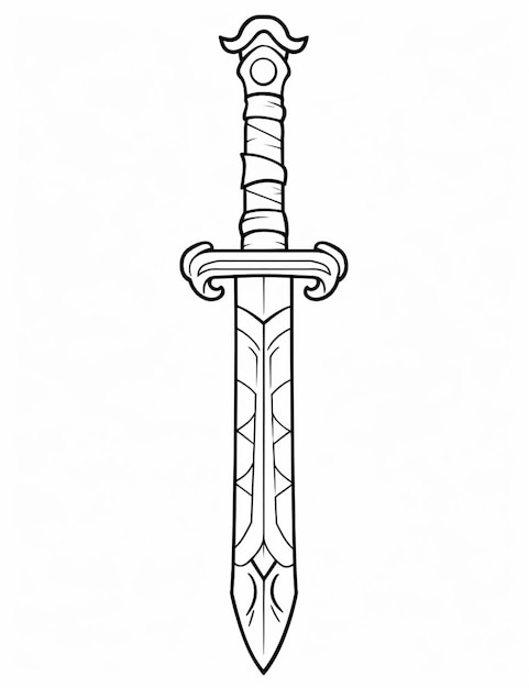 Photo a drawing of a sword with a long blade on it generative ai