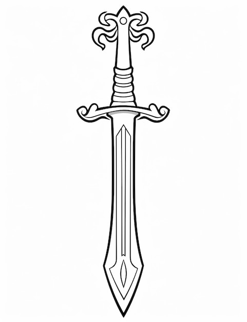 Photo a drawing of a sword with a long blade on it generative ai