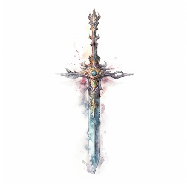 A drawing of a sword with the word sword on it