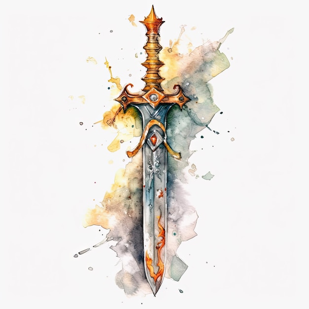 A drawing of a sword with the word sword on it