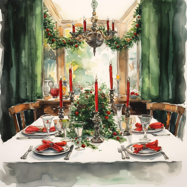 a drawing of a table with a tablecloth and a candle in the middle