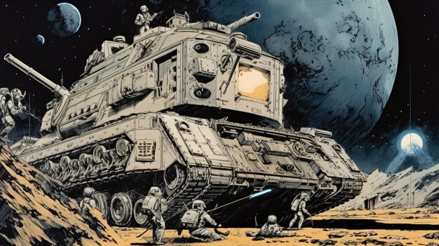 A drawing of a tank from the movie star wars.