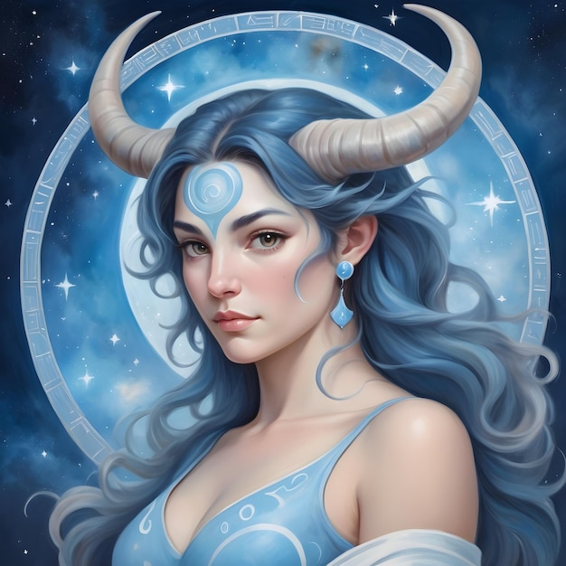 a drawing of a taurus woman zodiac sign taurus