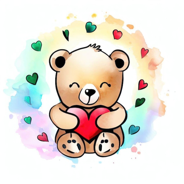 Photo a drawing of a teddy bear holding a heart