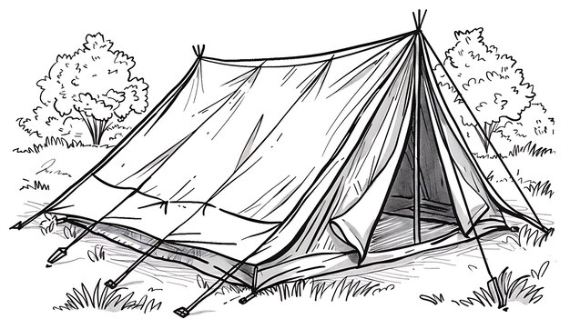 Foto un disegno di una tenda con un disegna di una tenta al centro