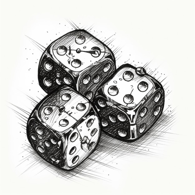 A drawing of three dices with faces on them generative ai