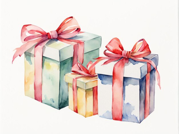 a drawing of three presents with a ribbon tied around the top