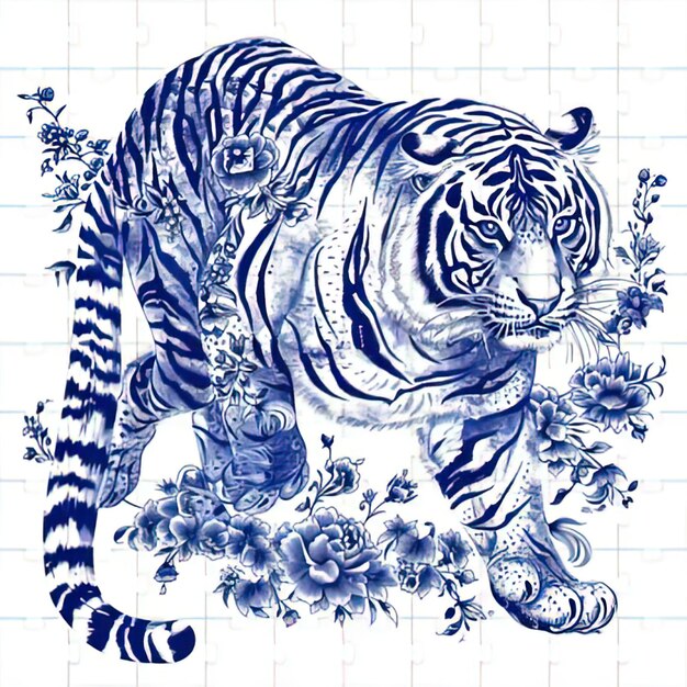 Foto un disegno di una tigre su un foglio di carta