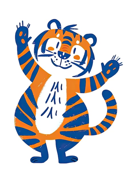 A drawing of a tiger that is dancing