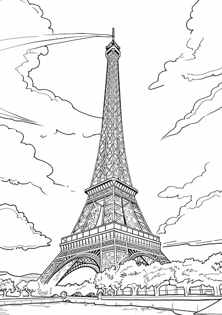 エイフェルと書かれた塔の絵を描いた塔の絵