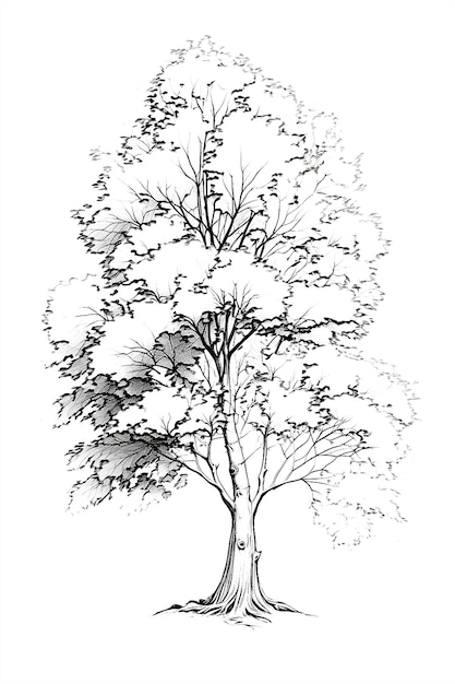 Photo drawing of a tree on a white background