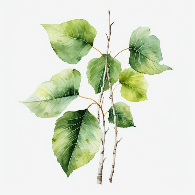 рисунок дерева с зелеными листьями и белым фоном.
