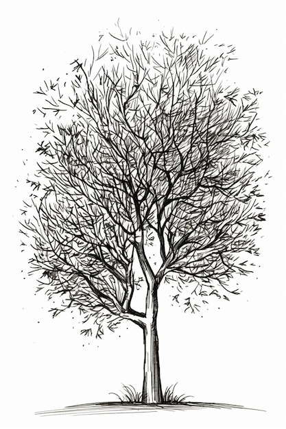 a drawing of a tree with no leaves on it generative ai