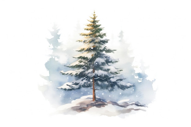 Premium AI Image | A drawing of a tree with snow on it