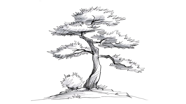 Photo a drawing of a tree with the word bonsai on it