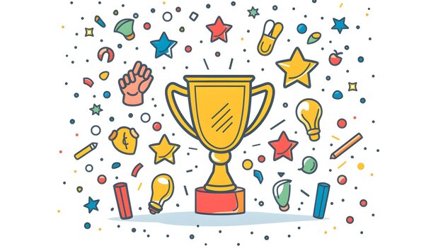 Photo a drawing of a trophy with the words  the word winner  on it