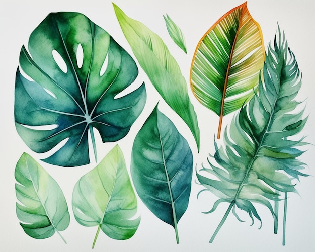 A drawing of tropical leaves