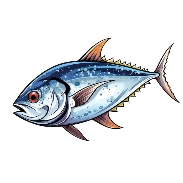 A drawing of a tuna isolated on white background