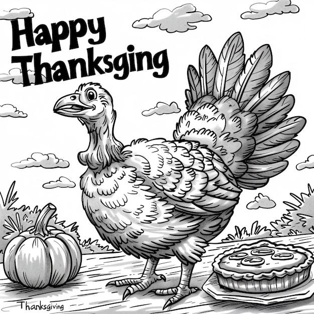 Photo a drawing of a turkey with a pumpkin on it