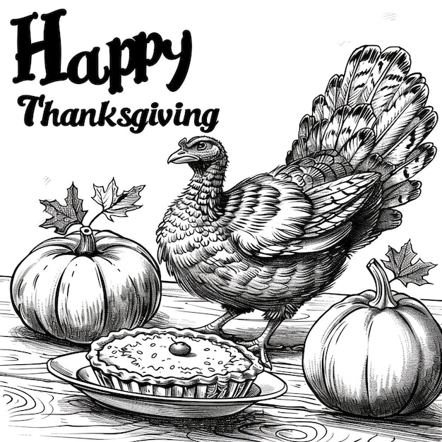 Photo a drawing of a turkey with a turkey on it