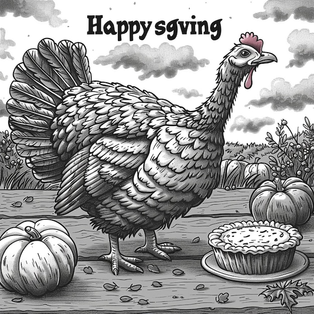 Photo a drawing of a turkey with a turkey on it