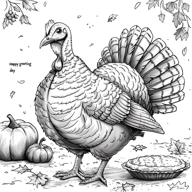 Photo a drawing of a turkey with the word turkey on it
