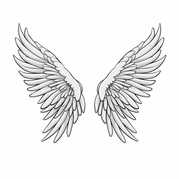 Photo a drawing of two white wings with black and white wings generative ai