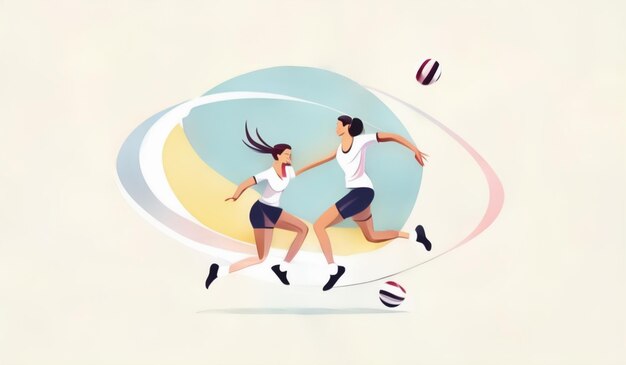 Photo a drawing of two women running with the words  women  on it