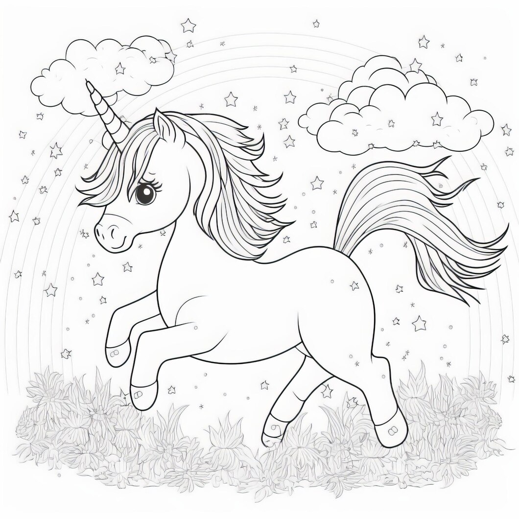 Premium Photo | Drawing unicorn zentangle style coloring page illustration
