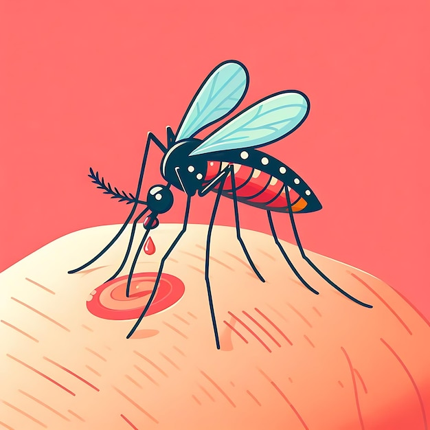 a drawing of vector Malaria mosquito with a drawing of a fly on it