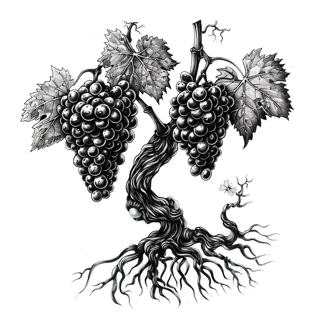 a drawing of a vine with vines and vines on it