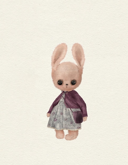 drawing of vintage toy teddy rabbit