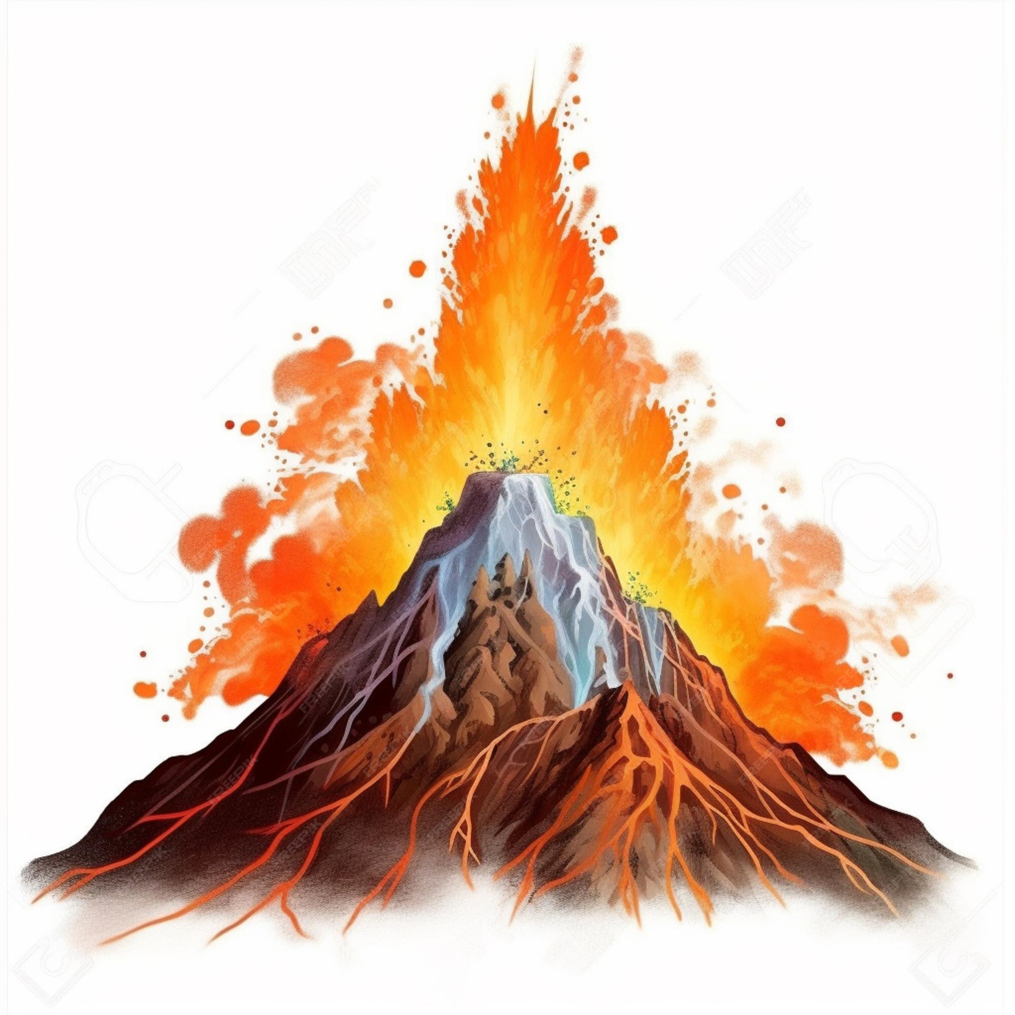 Premium AI Image A drawing of a volcano with lava and lava spewing