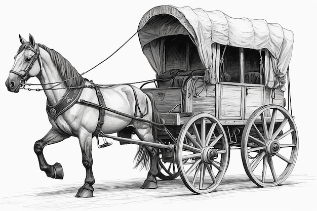 말 이 그려진 마차 의 그림