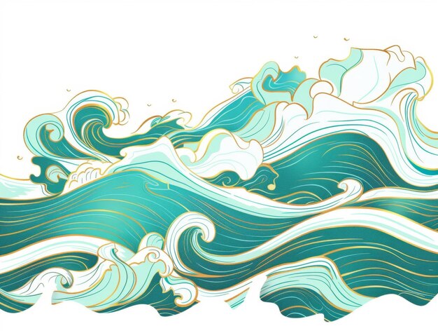 Photo a drawing of a wave that has the ship on it