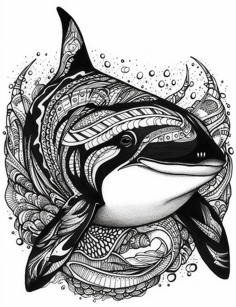 A drawing of a whale with the word dolphin on it