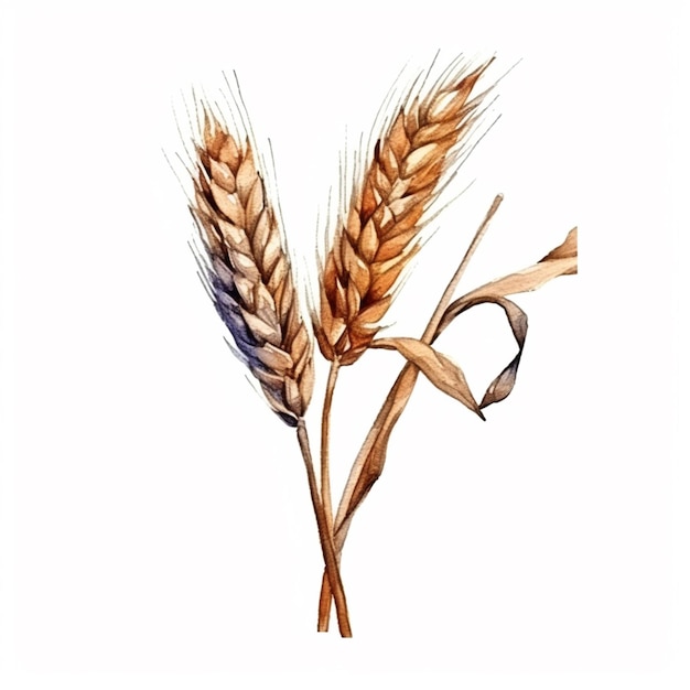 A drawing of wheat with a ribbon that says'wheat'on it