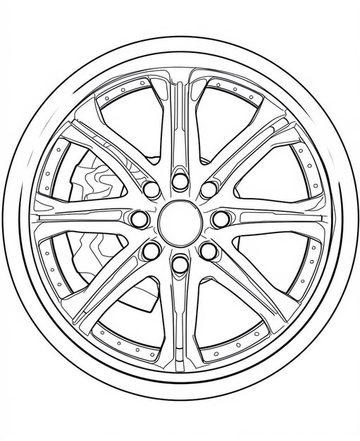 Photo a drawing of a wheel generative ai