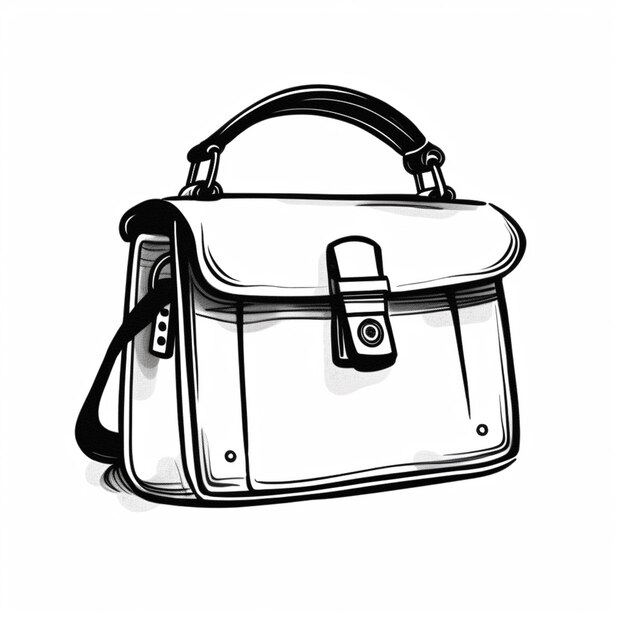 Photo a drawing of a white bag with a black handle generative ai