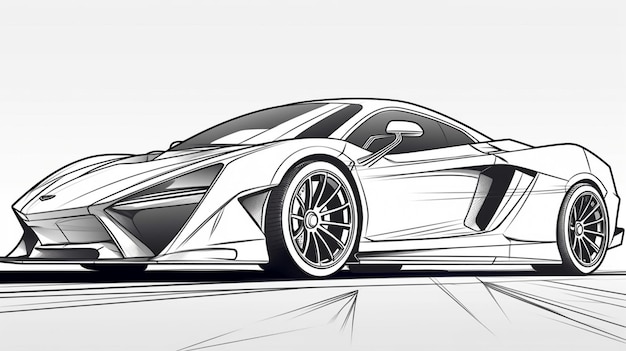 a drawing of a white car with the word gt on it.