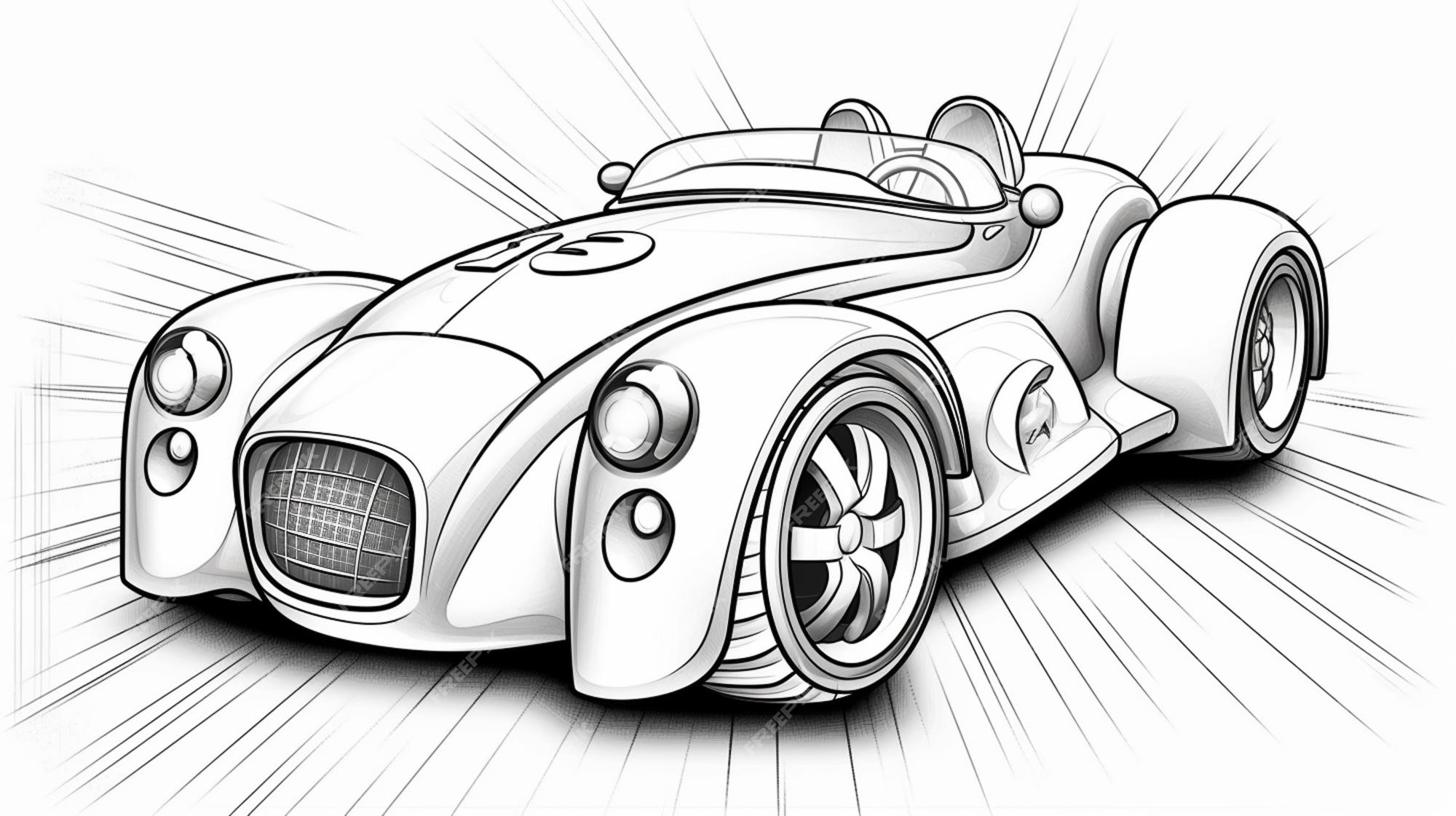 Premium AI Image  Sketch of a racing car on a white background 3d