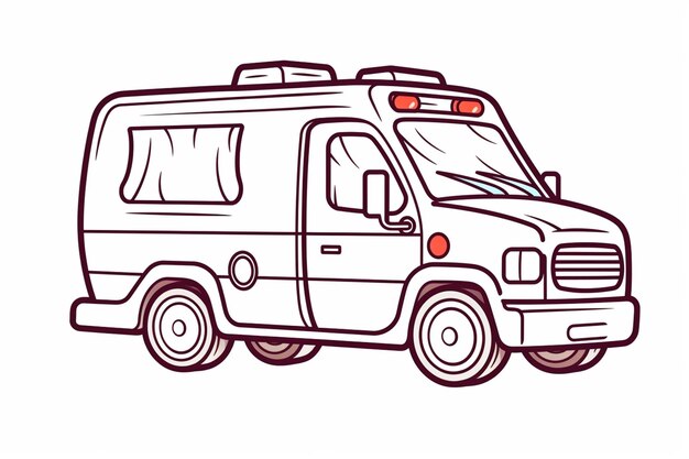 Photo a drawing of a white van with a red light on top generative ai