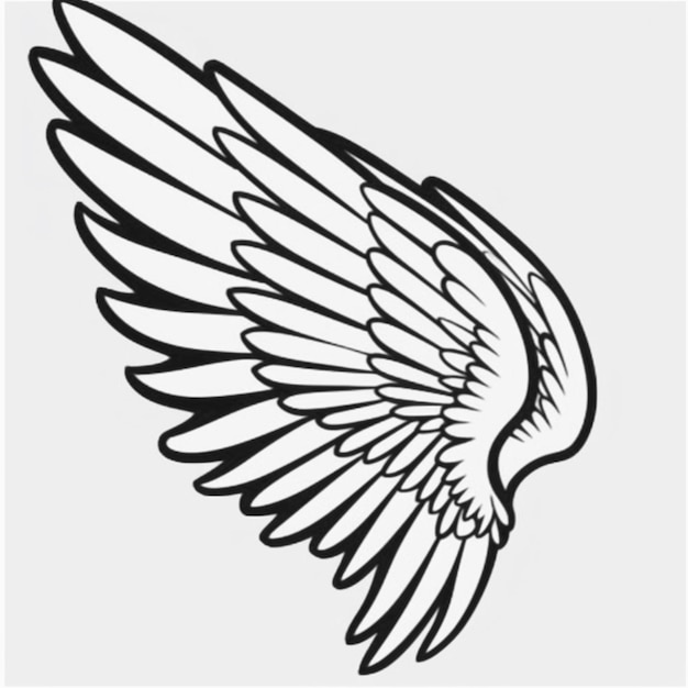 A drawing of a wing with a black outline on a white background generative ai