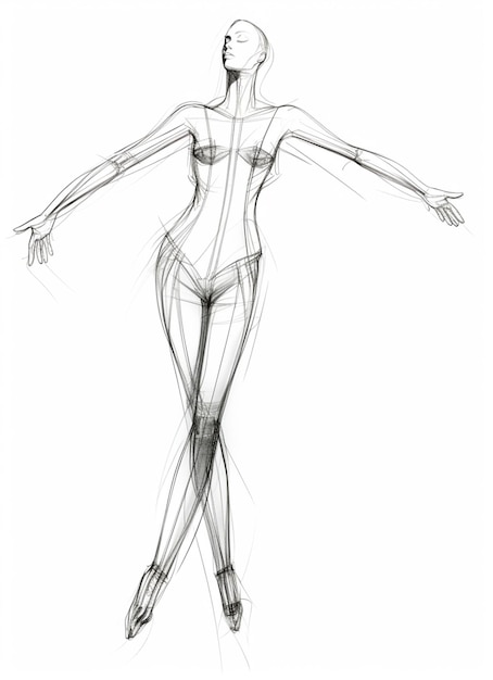 a drawing of a woman in a bodysuit is shown generative ai