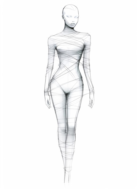 Photo a drawing of a woman in a bodysuit with a tight torso generative ai