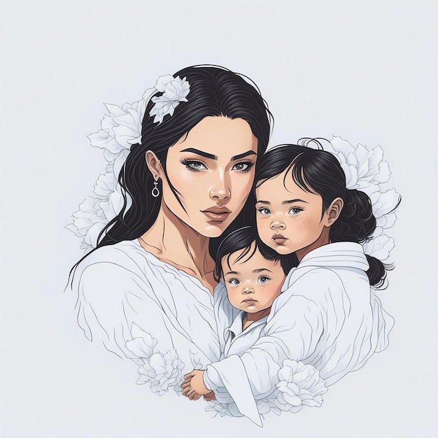 Рисунок женщины с ребенком на руках и слово «мама» на лицевой стороне.