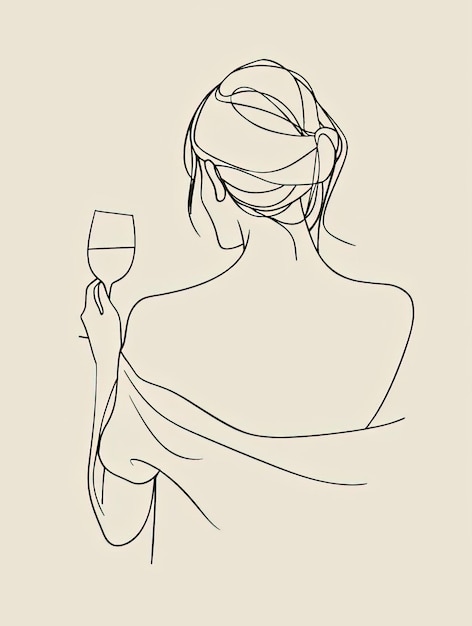 Photo a drawing of a woman holding a wine glass