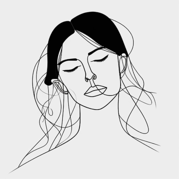 A drawing of a woman with closed eyes.