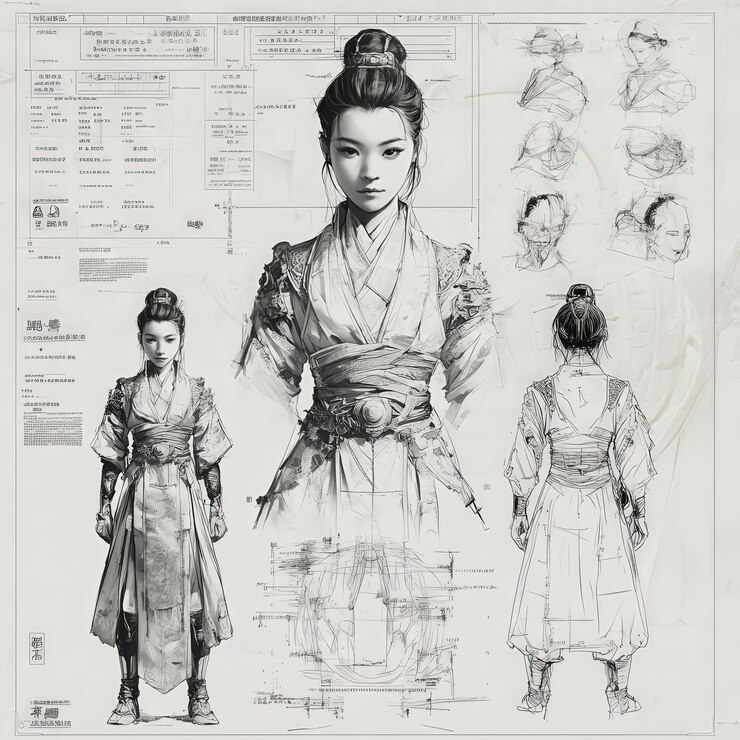 Photo 드레스를 입은 여자의 그림