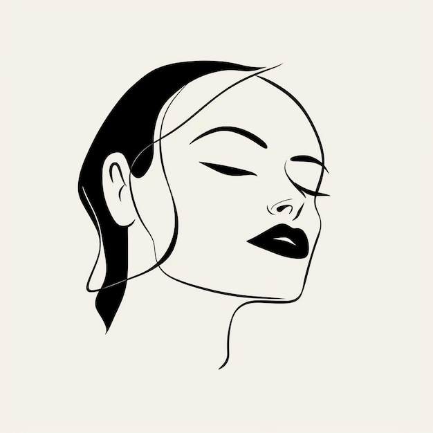 a drawing of a woman with eyes closed and eyes closed.
